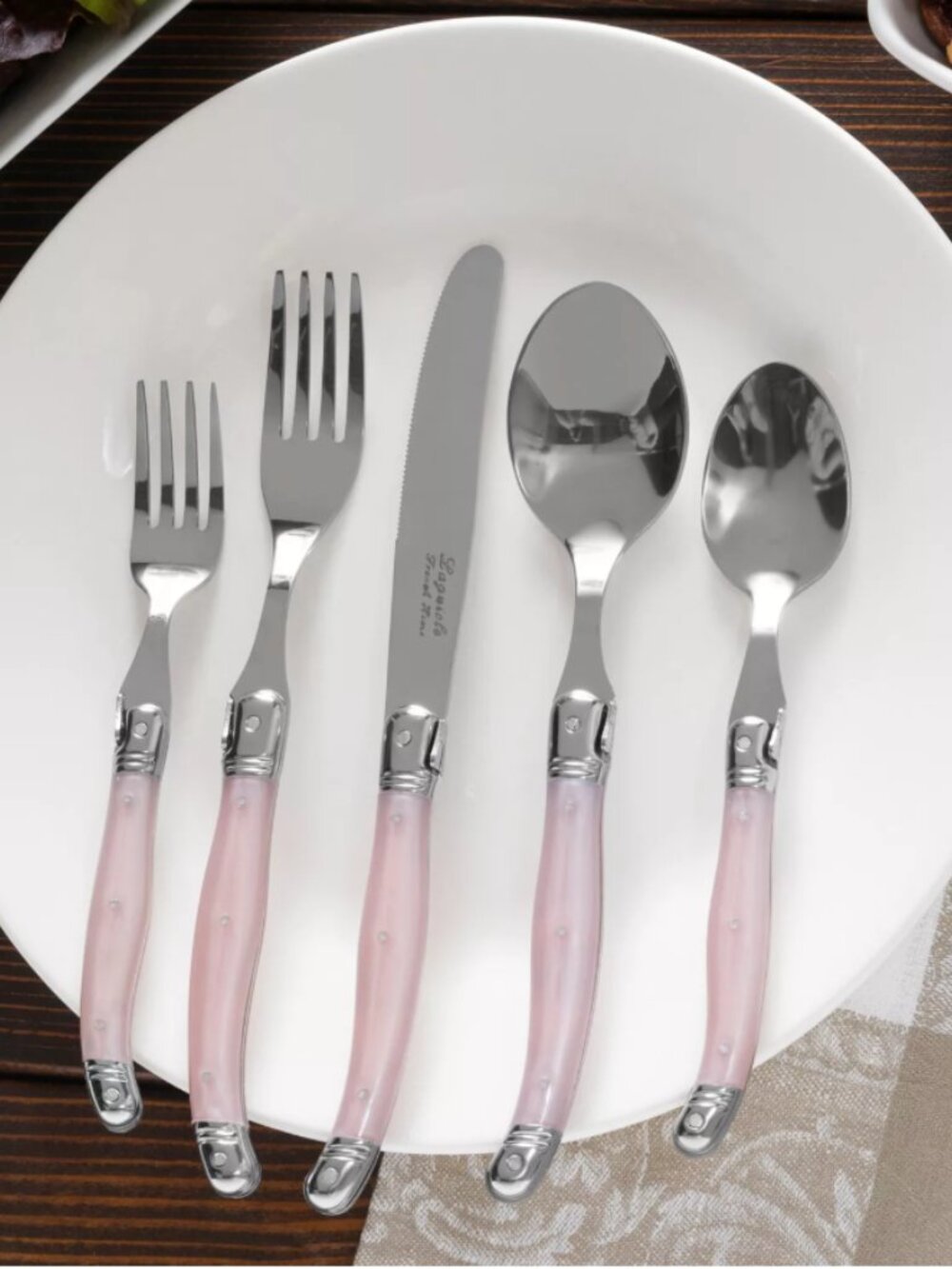 Laguiole 20-Piece Set Petal Pink 18/20 Stainless Steel Flatware